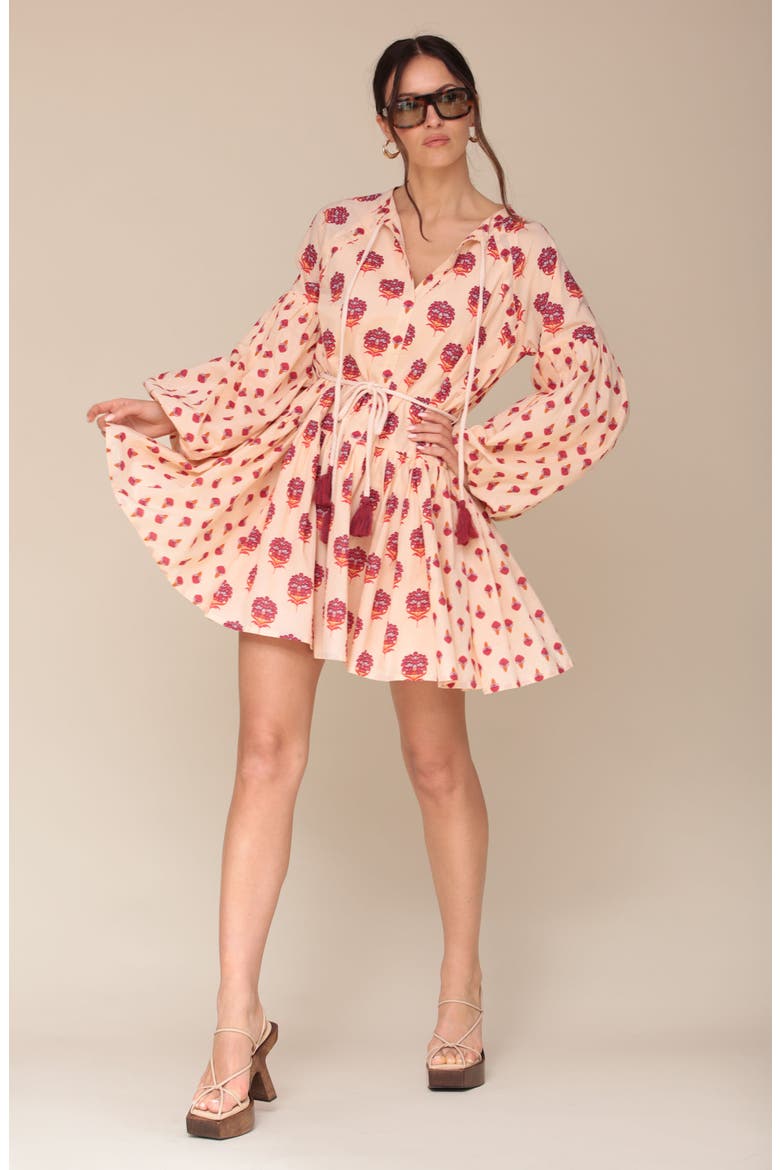 Mixed Print Cotton Minidress, Alternate, color, SUNSET MULTI