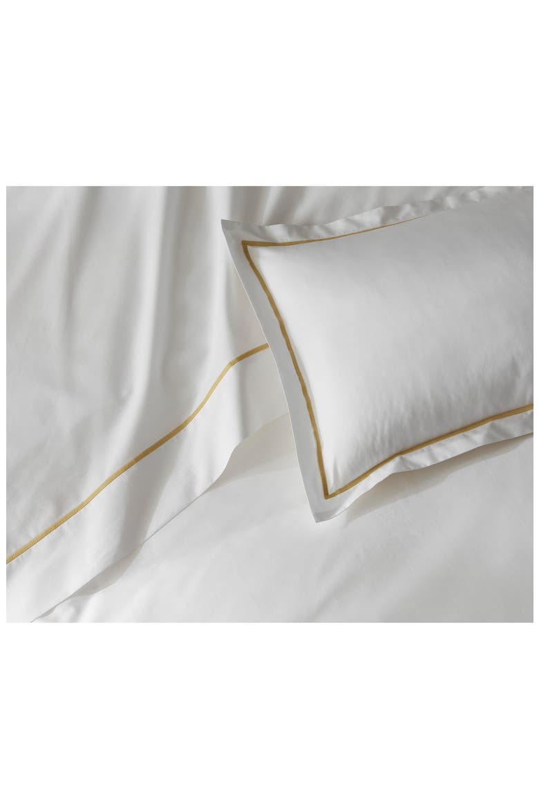 Bergamo 500 Thread Count Cotton Percale Flat Sheet, Alternate, color, HONEY
