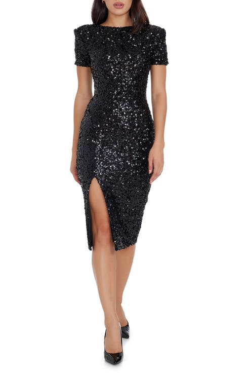 Natasha Sequin Sheath Midi Dress