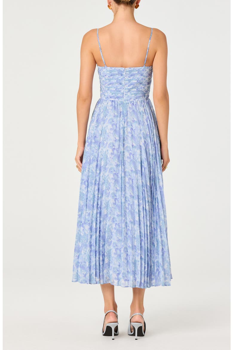 Bayley Floral Pleated Midi Dress, Alternate, color, BLUE FLORAL