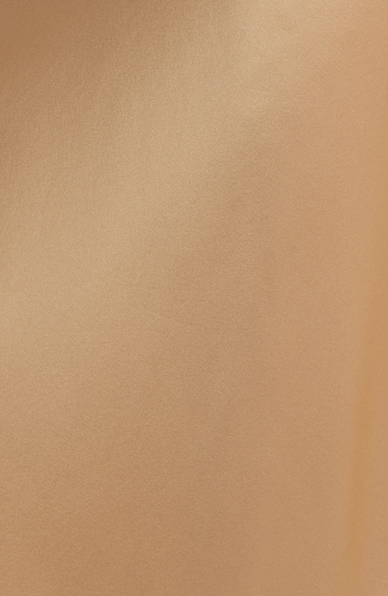 LoveShackFancy Malina Lace Detail Silk Skirt, Alternate, color, Camel Charm