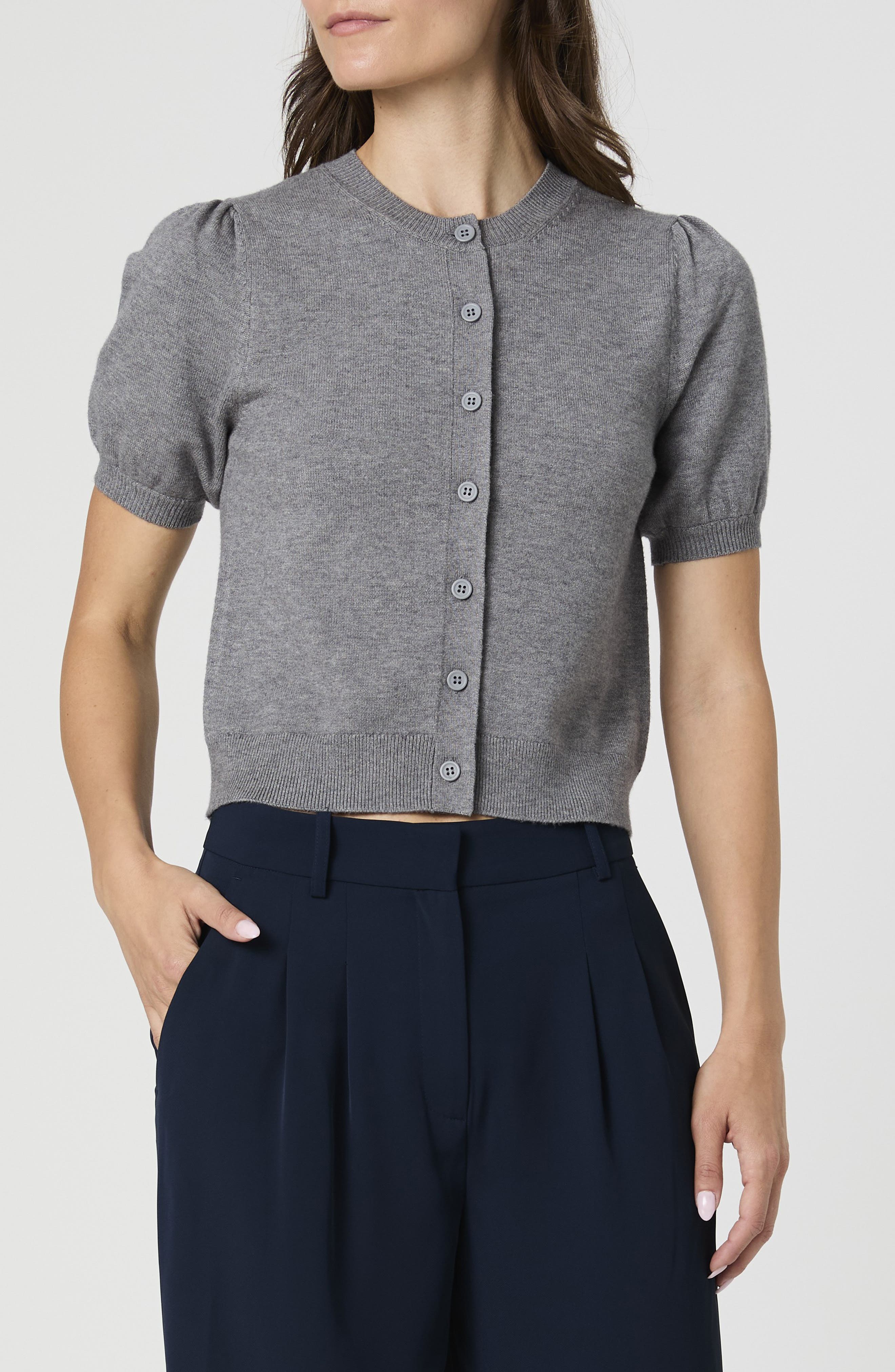 French Connection Puff Sleeve Cardigan