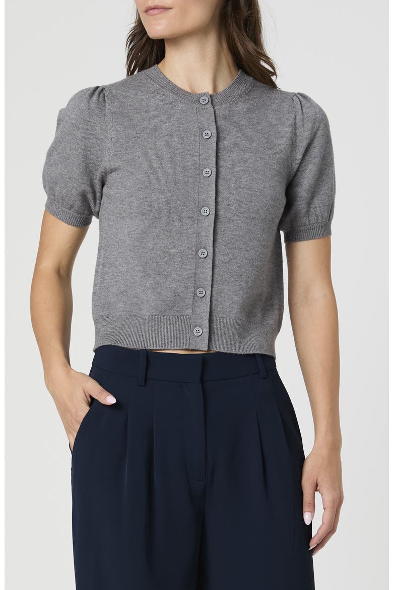 Puff Sleeve Cardigan, Main, color, MID GREY