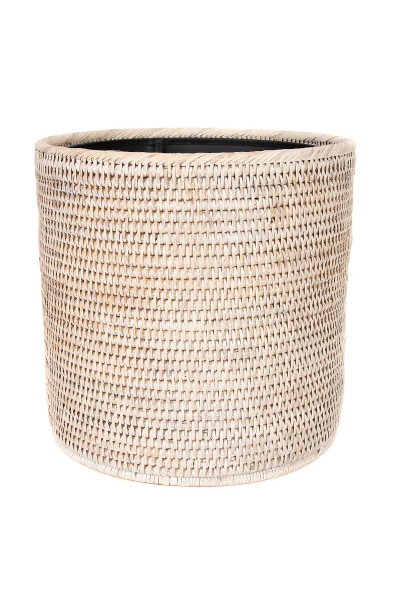 Artifacts Trading Company<sup>™</sup> Artifacts Rattan Round Waste Basket with Metal Liner, Alternate, color, White Wash
