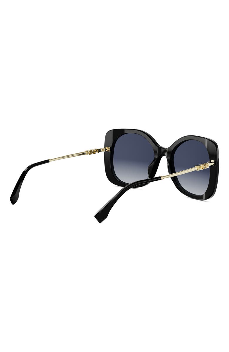 Fendi graphy 55mm Gradient Square Sunglasses, Alternate, color, Shiny Black / Gradient Blue
