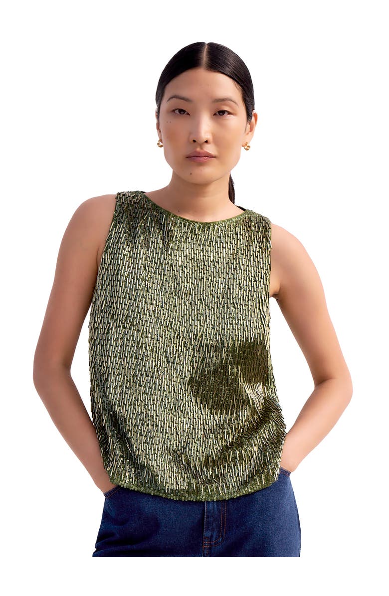 Ro&Zo Sequin Shell Tank Top, Main, color, Green