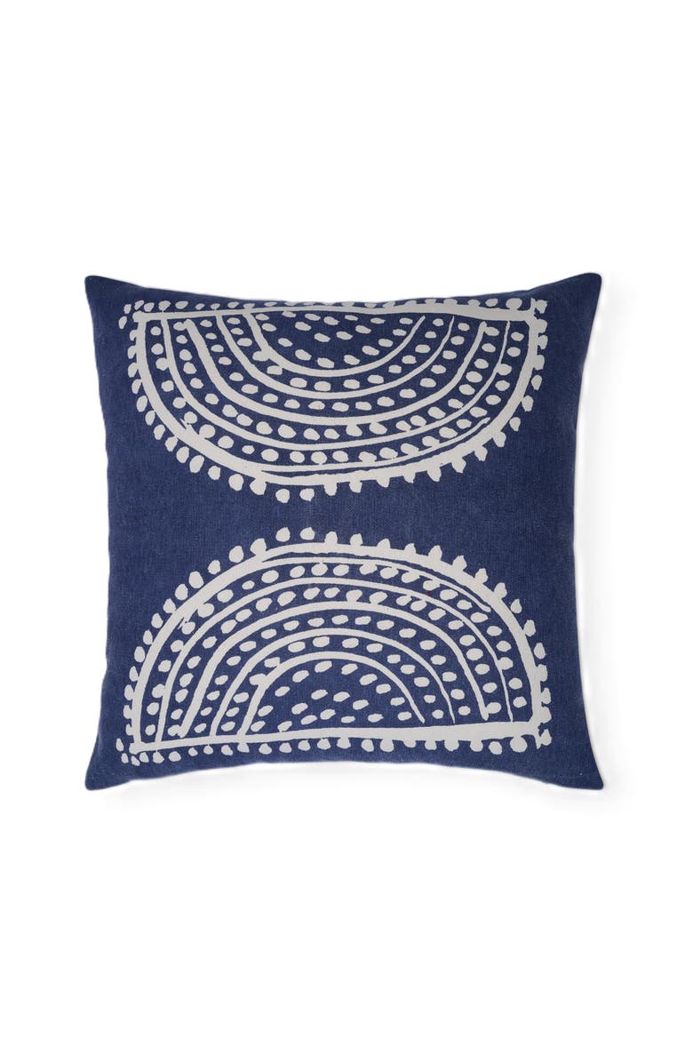Naki & Ssam Radiance handcrafted Sunburst print pillow cover, Main, color, Patriot Blue