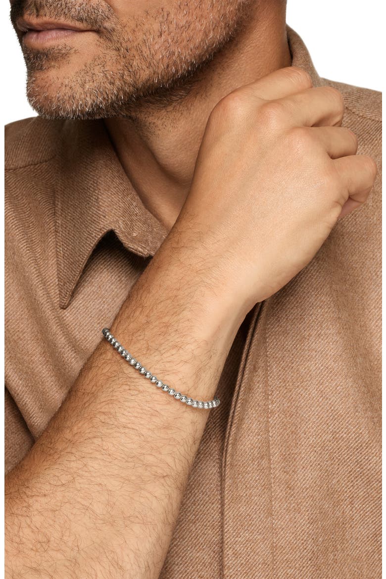 Men's Spiritual Beads Metal Bead Bracelet, 4mm, Alternate, color, SILVER