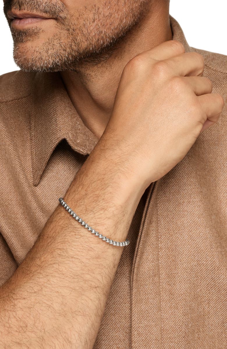 David Yurman Men's Spiritual Beads Metal Bead Bracelet, 4mm, Alternate, color, Silver