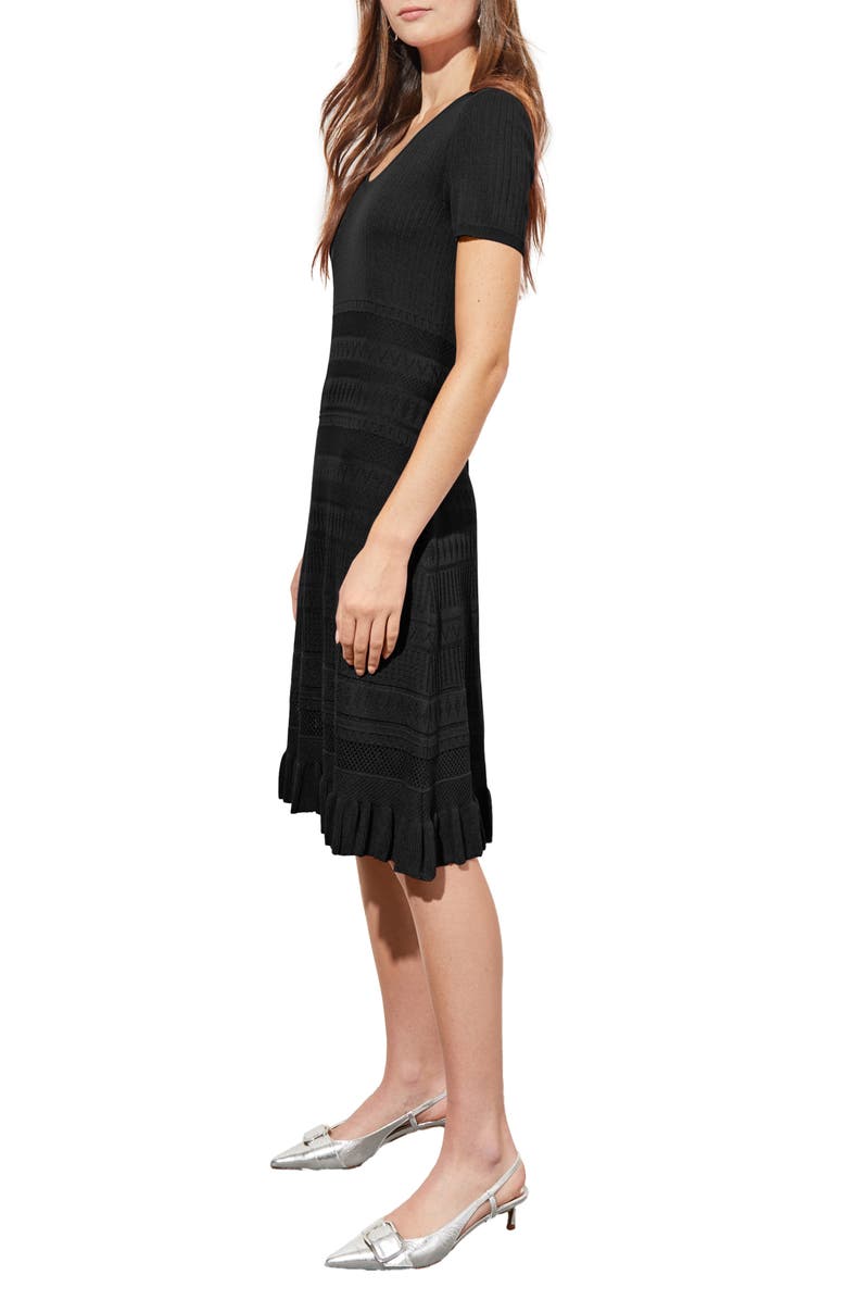 Ming Wang Pointelle & Burnout Sweater Dress, Alternate, color, 
