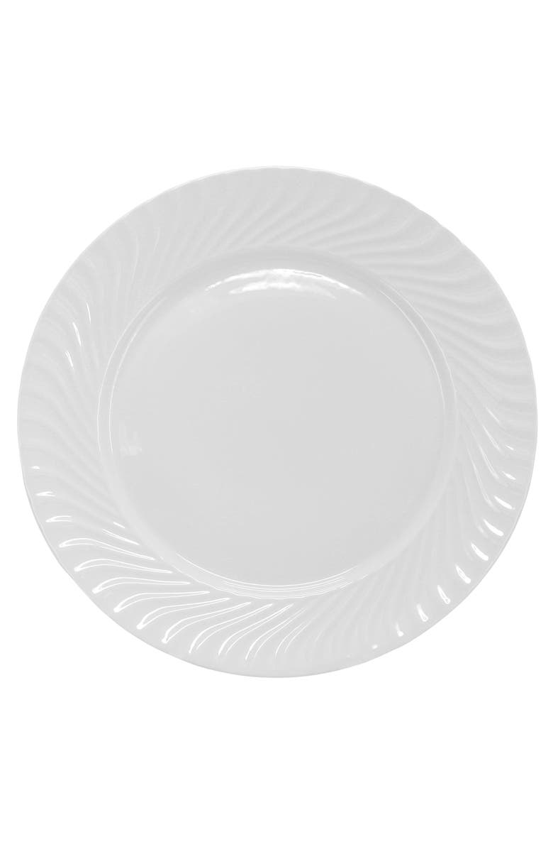 Elama Julia 16 Piece Scalloped Double Bowl Porcelain Dinnerware Set, Alternate, color, White