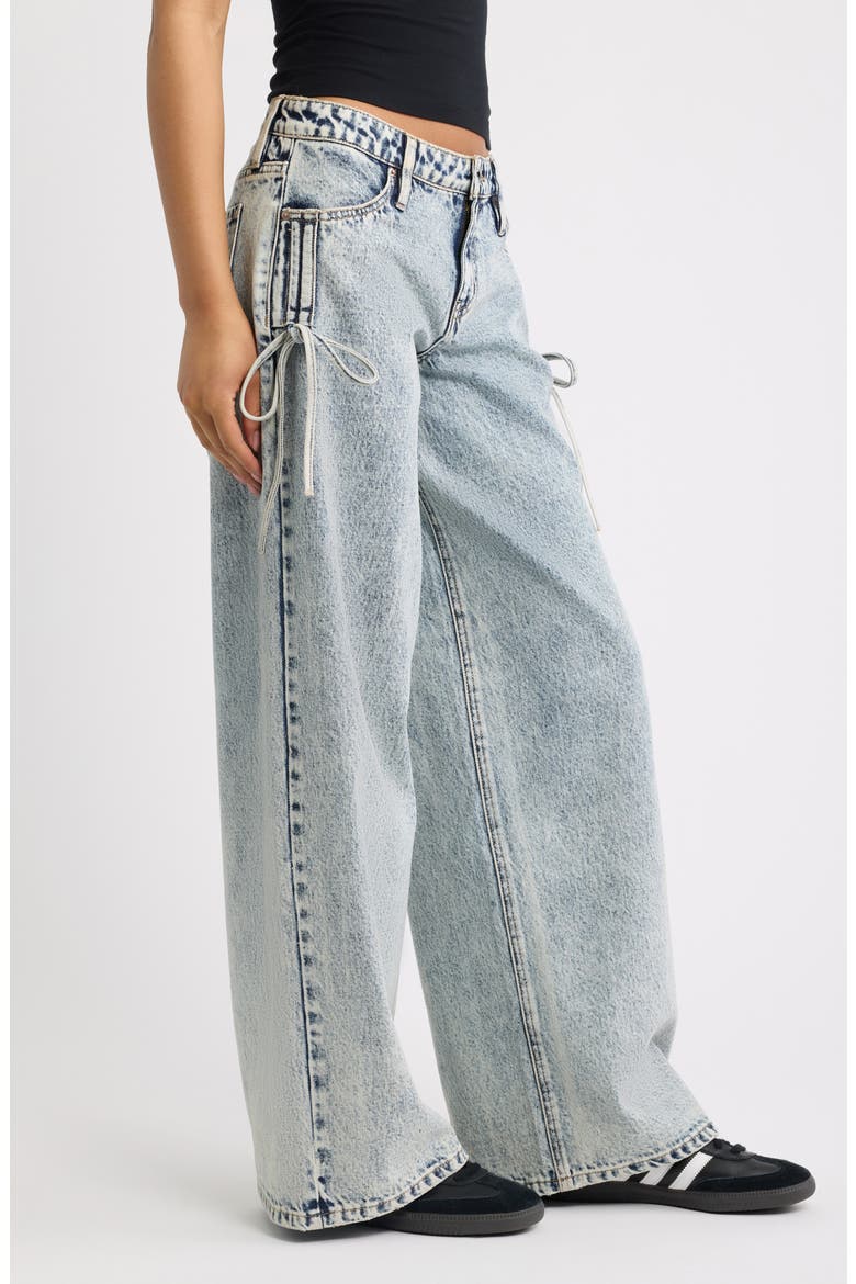 Side Cinch Bow Wide Leg Jeans, Alternate, color, ACID MEDIUM WASH