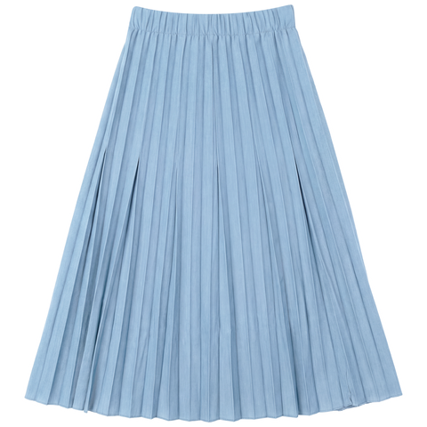 Crinkle Pleated Elastic Waist Midi Skirt