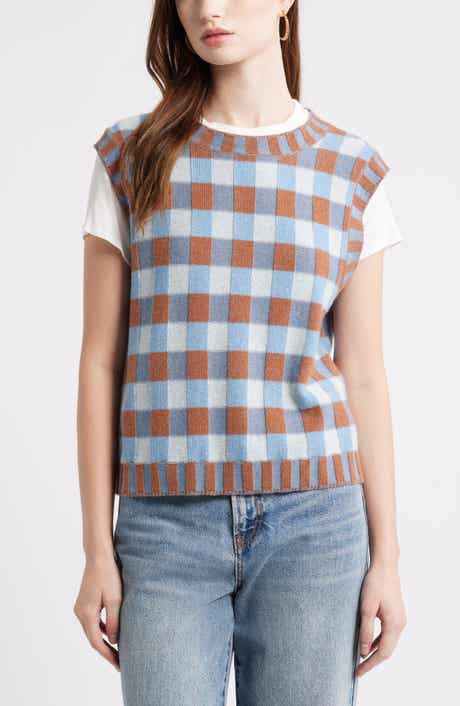 Treasure & Bond Gingham Check Wool & Cashmere Sweater Vest