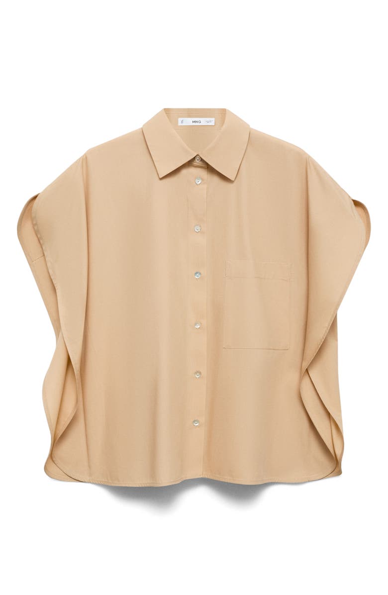 MANGO Oversize Button-Up Shirt, Alternate, color, Medium Brown