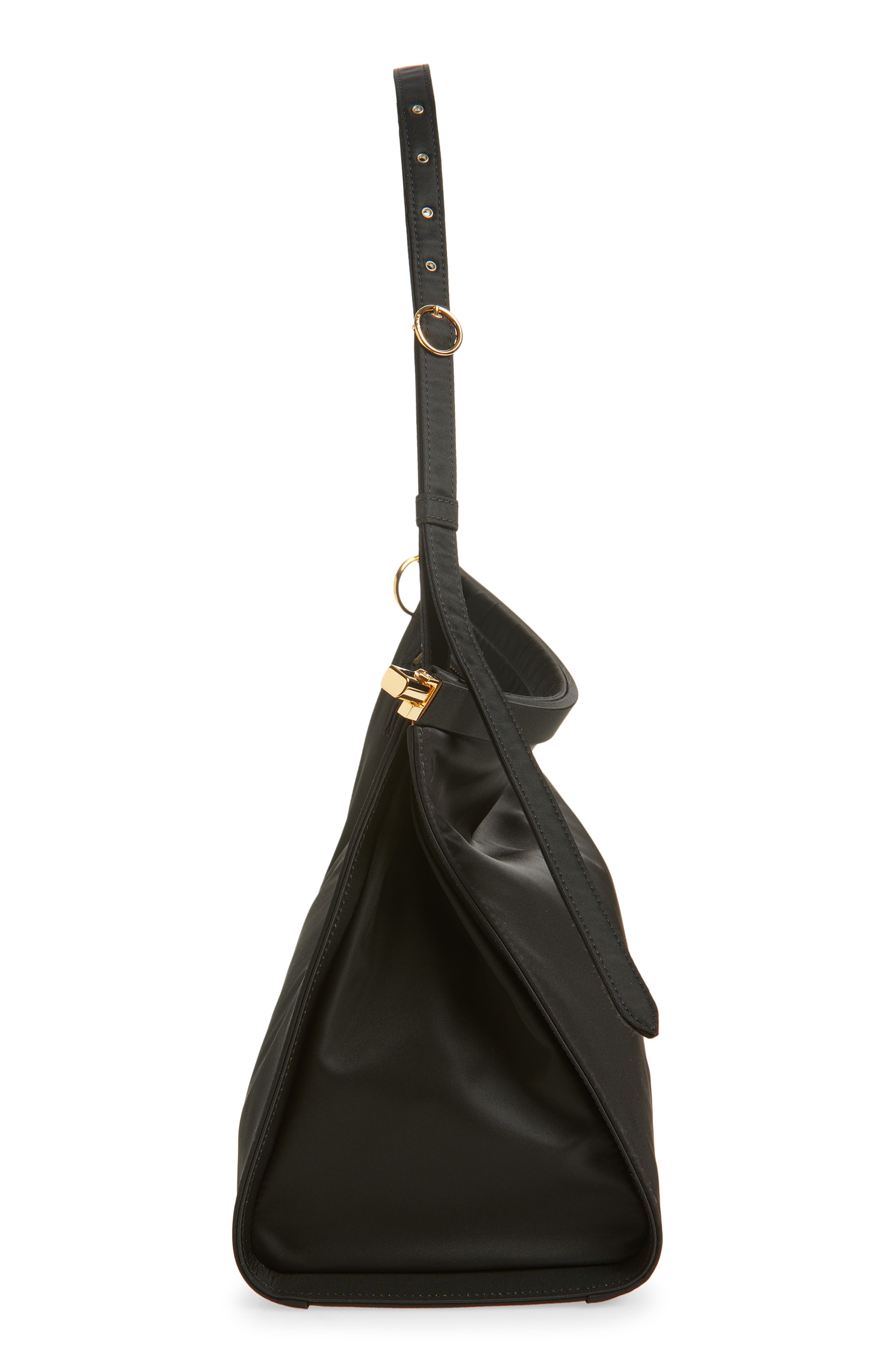 Alaïa Le Click Nylon East/West Shoulder Bag, Alternate, color, Noir
