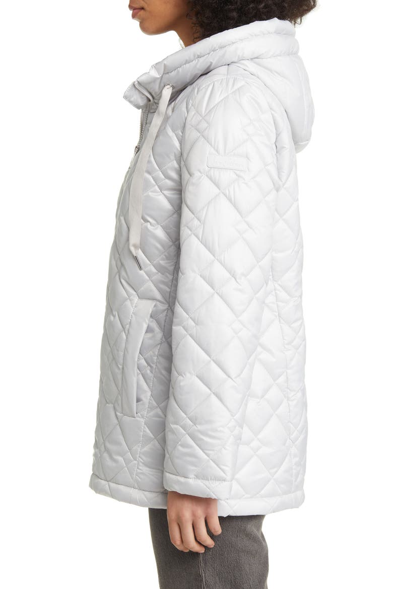 Hooded Water Repellent Quilted Puffer Jacket, Alternate, color, SILVER