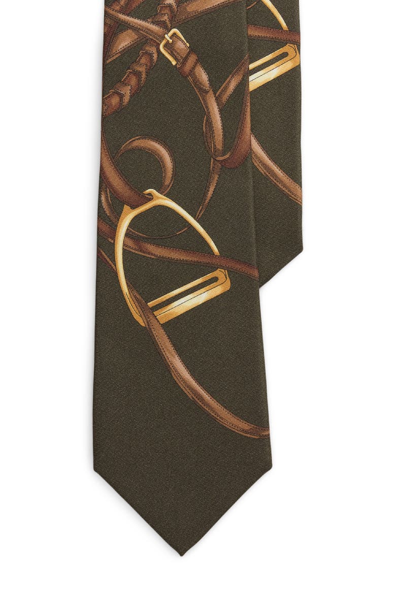 Ralph Lauren Purple Label Standard Equestrian Print Silk Tie, Main, color, Loden