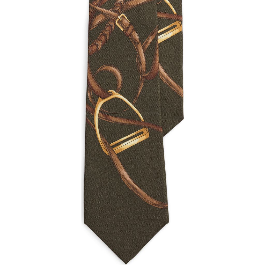 Ralph Lauren Purple Label Standard Equestrian Print Silk Tie In Brown