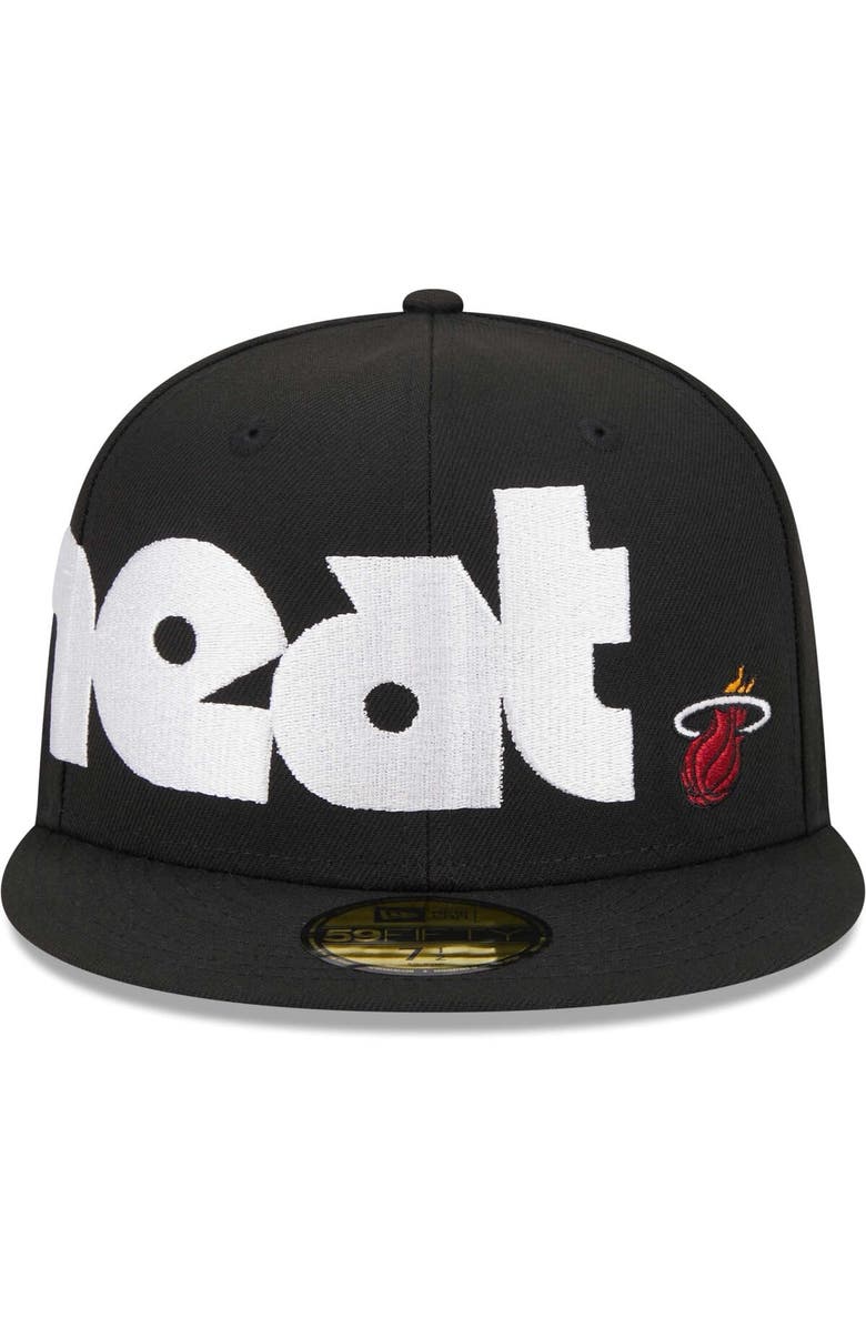 New Era Men's New Era Black Miami Heat Checkerboard UV 59FIFTY Fitted Hat, Alternate, color, Black