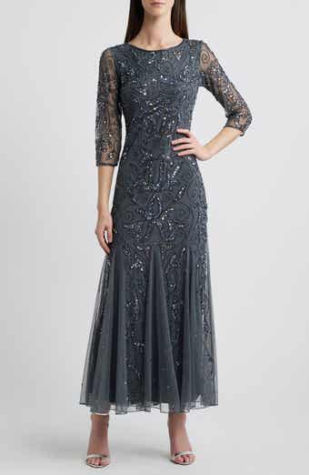 Pisarro Nights Beaded Mesh Midi Cocktail Dress Nordstrom