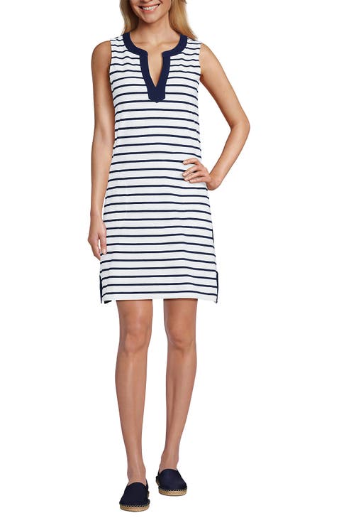 Cotton Jersey Notch Neck Dress with Soutache