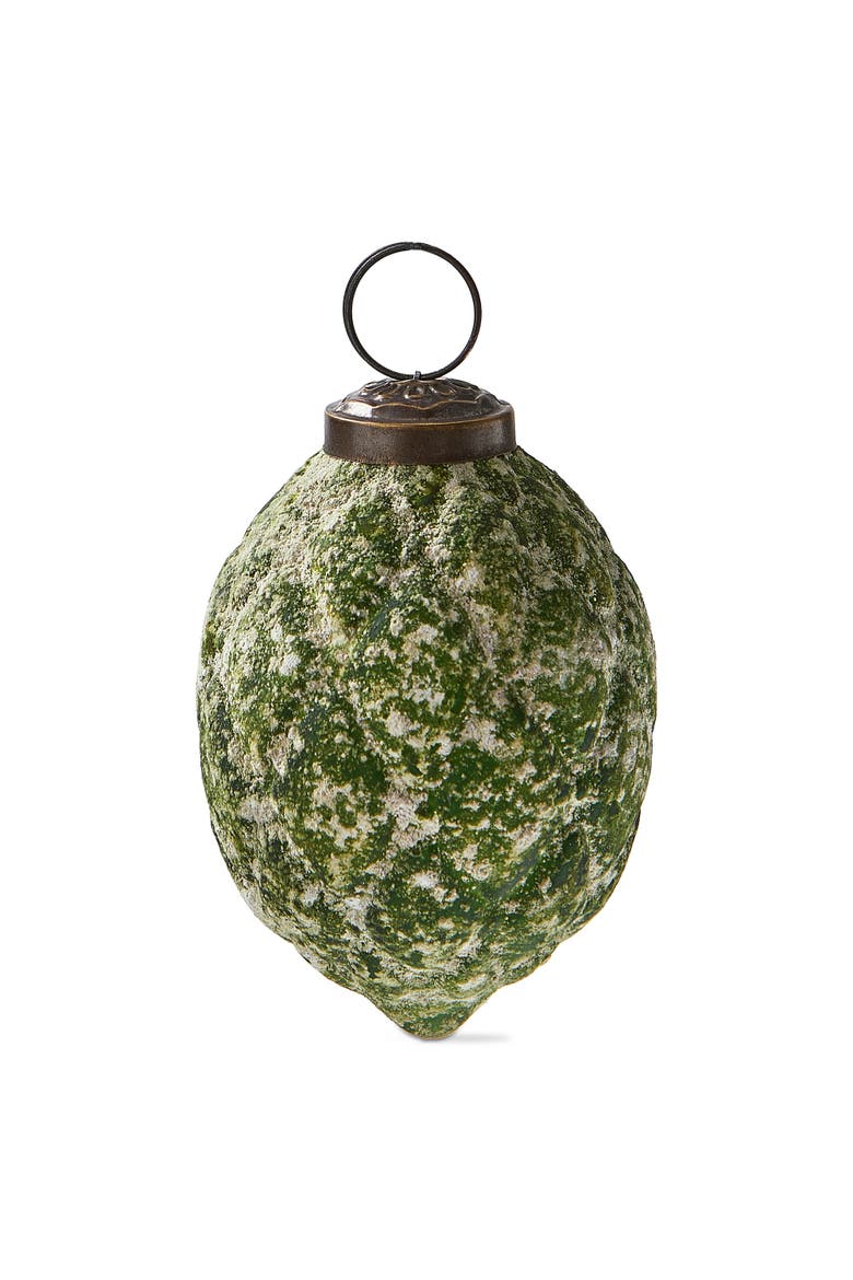Antiqued Dark Green Diamond Glass Ornament for Christmas Tree, Main, color, Green