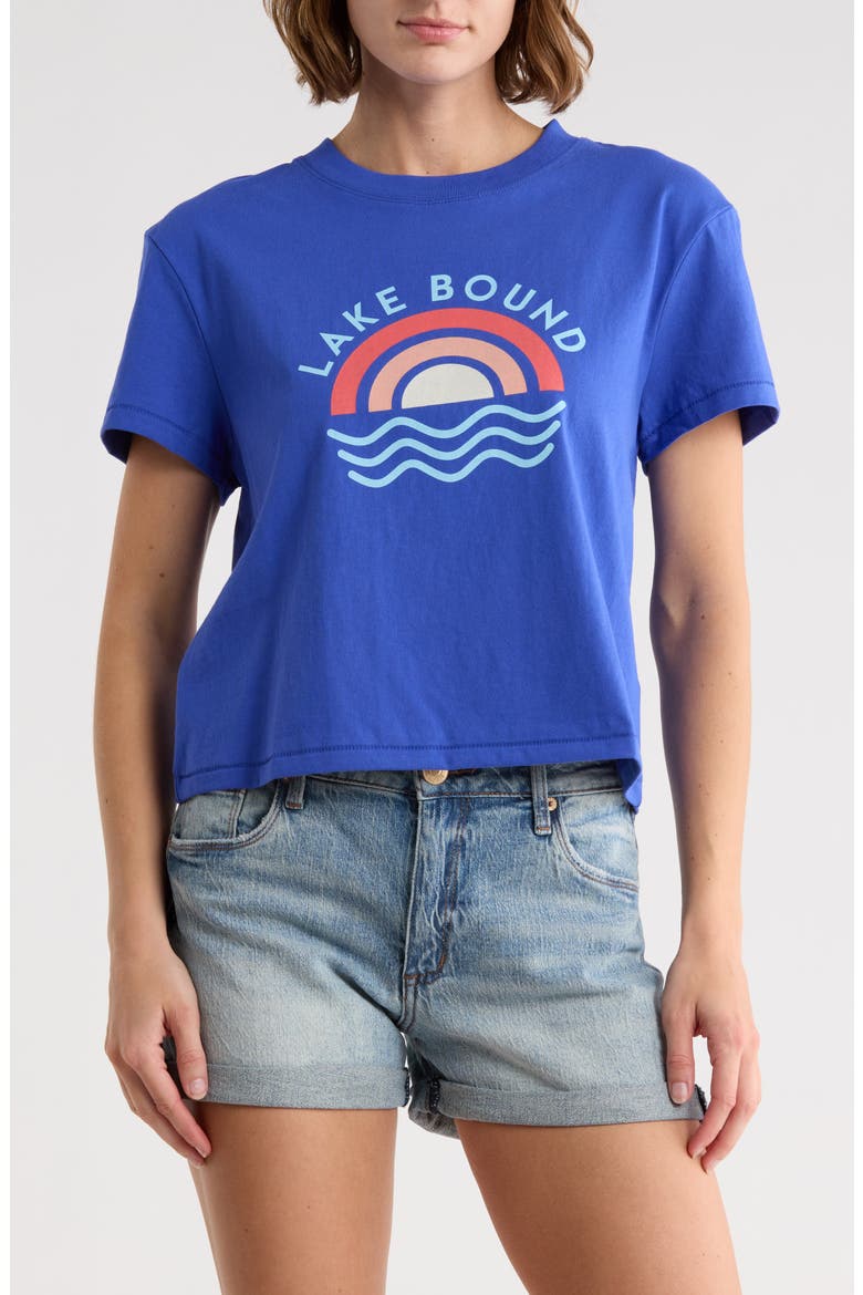 Jamie Crop Graphic T-Shirt, Main, color, DAZZLING BLUE LAKE BOUND