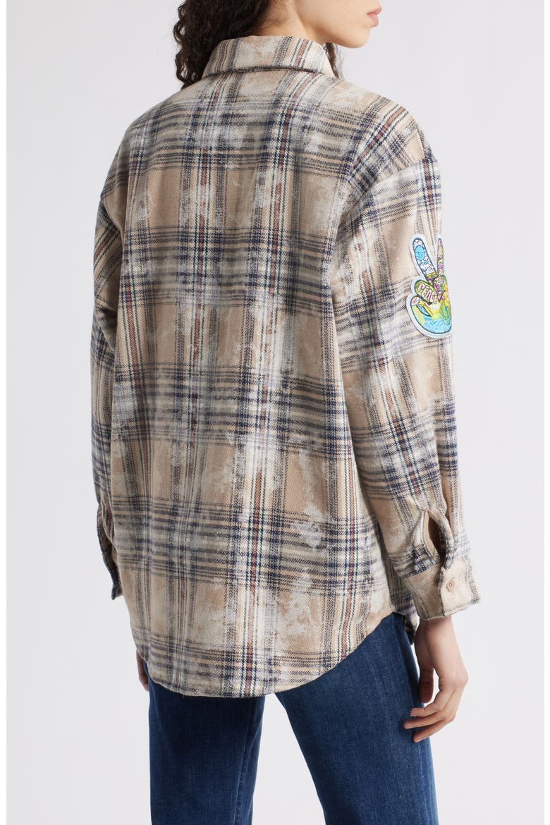 Joan Faded Plaid Button-Up Shirt, Alternate, color, GRAY