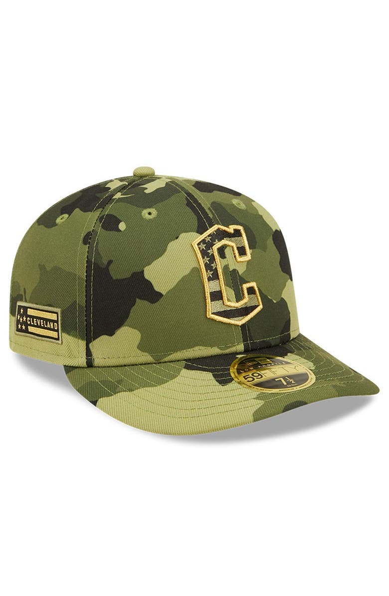 New Era Men's New Era Camo Cleveland Guardians 2022 Armed Forces Day On-Field Low Profile 59FIFTY, Alternate, color,