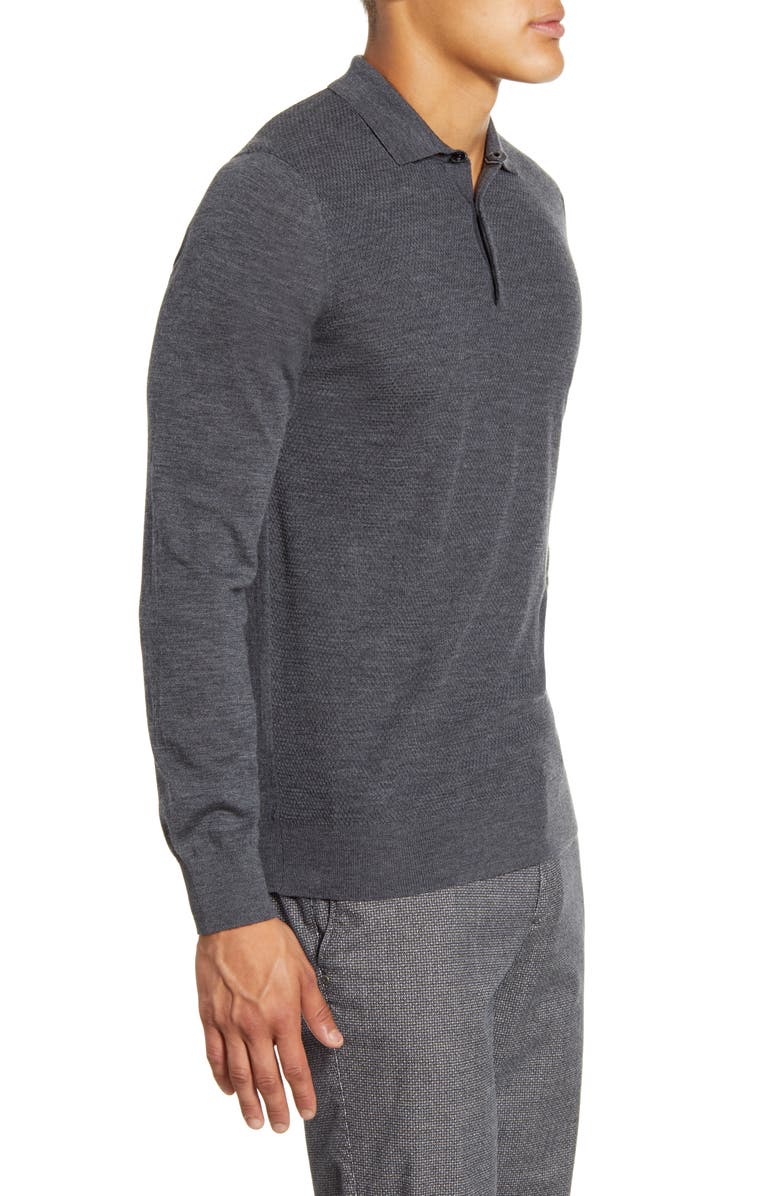 Brax Pierre Honeycomb Merino Wool Long Sleeve Polo, Alternate, color, 