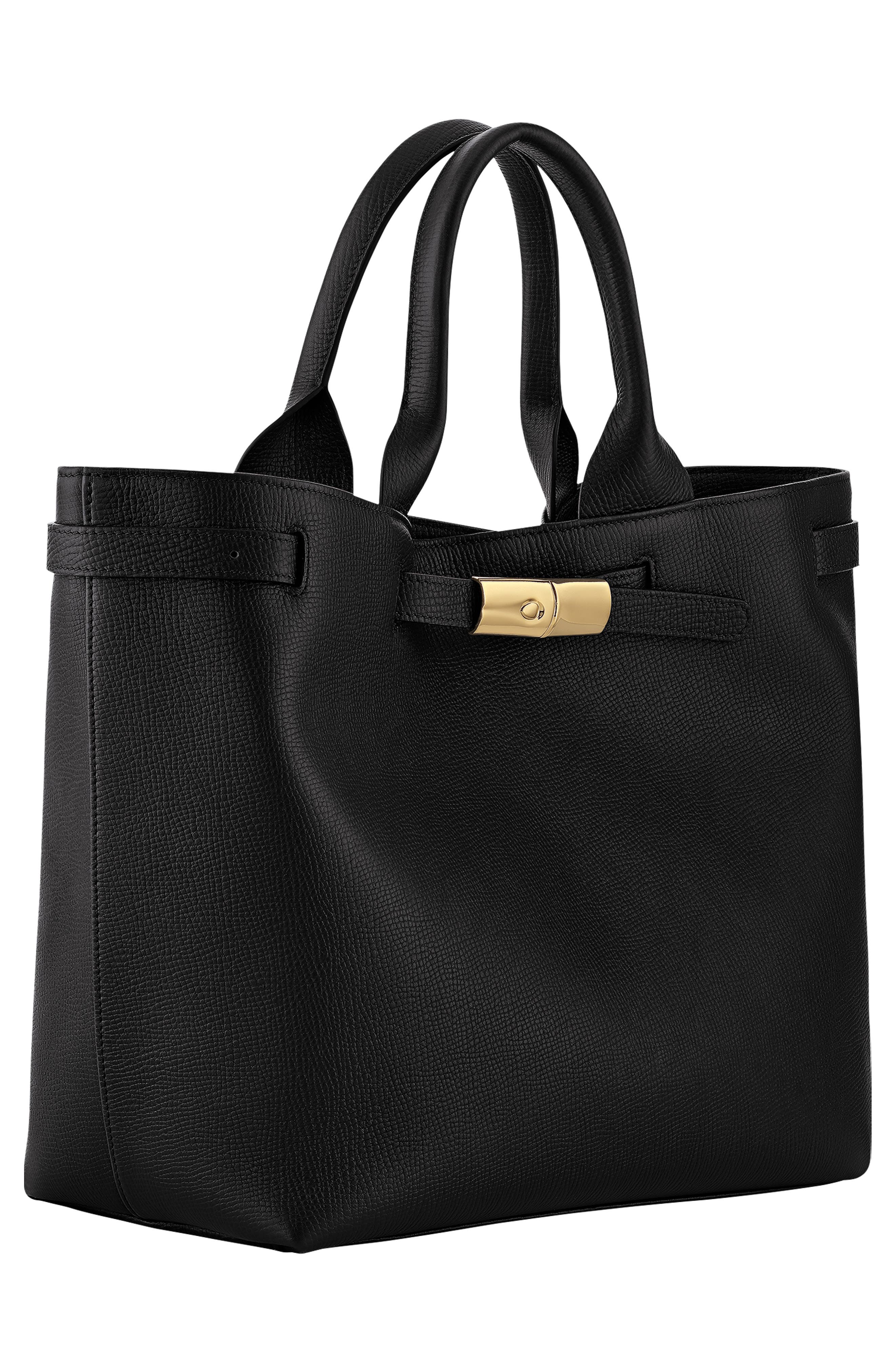 Le Smart Flow Large Leather Tote, Alternate, color, BLACK