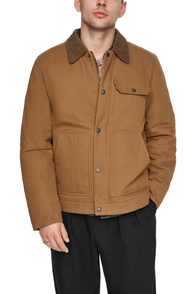 Cotton Canvas Zip Jacket, Main, color, WORKER BROWN