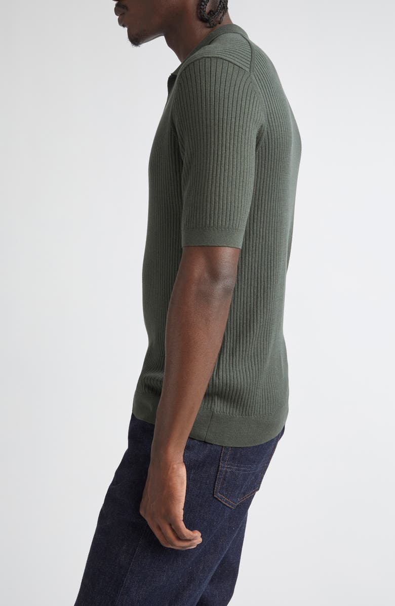 Sunspel Fine Rib Silk & Cotton Polo, Alternate, color, Dusk Green