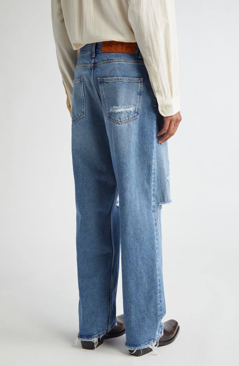 Séfr Ripped Fray Hem Wide Leg Jeans, Alternate, color, 
