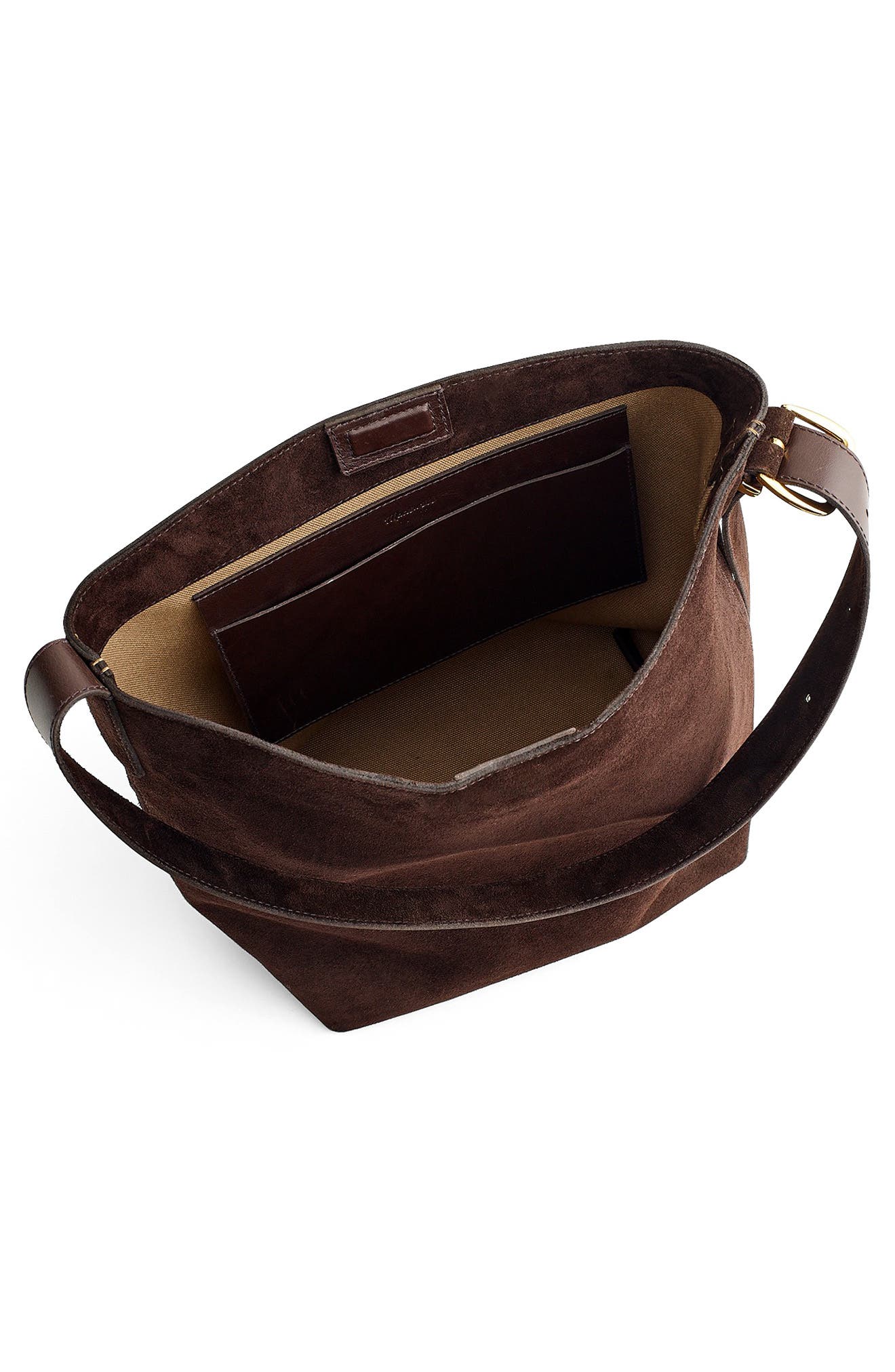 Madewell Essentials Suede Bucket Bag, Alternate, color, Dark Carob