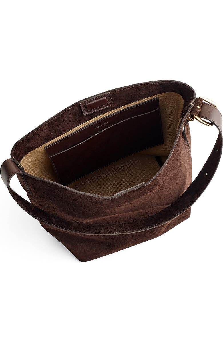 Madewell Essentials Suede Bucket Bag, Alternate, color, Dark Carob