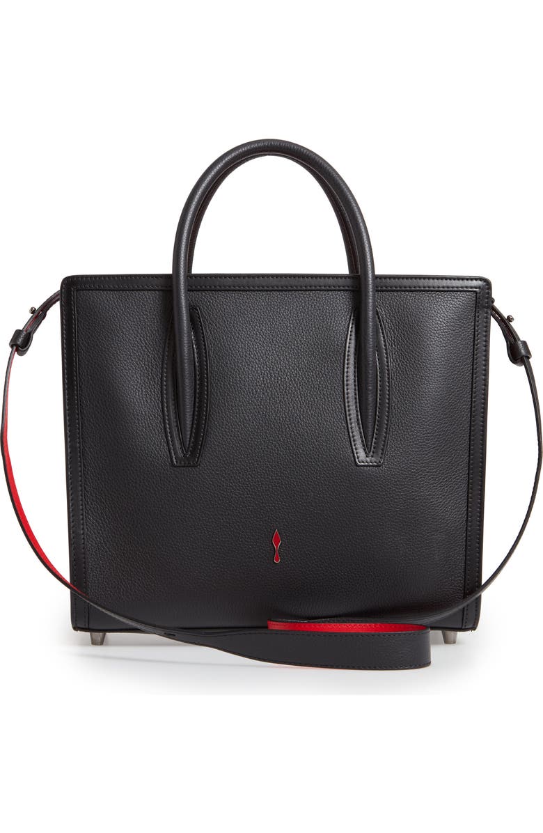 Christian Louboutin Medium Paloma Studded Leather Satchel, Alternate, color, B253 Black/Ultrablack