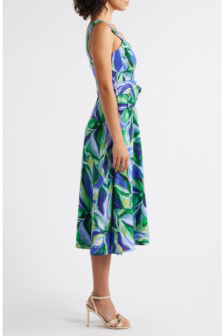 Sleeveless Midi Dress, Alternate, color, PACIFIC BLUE LEAF
