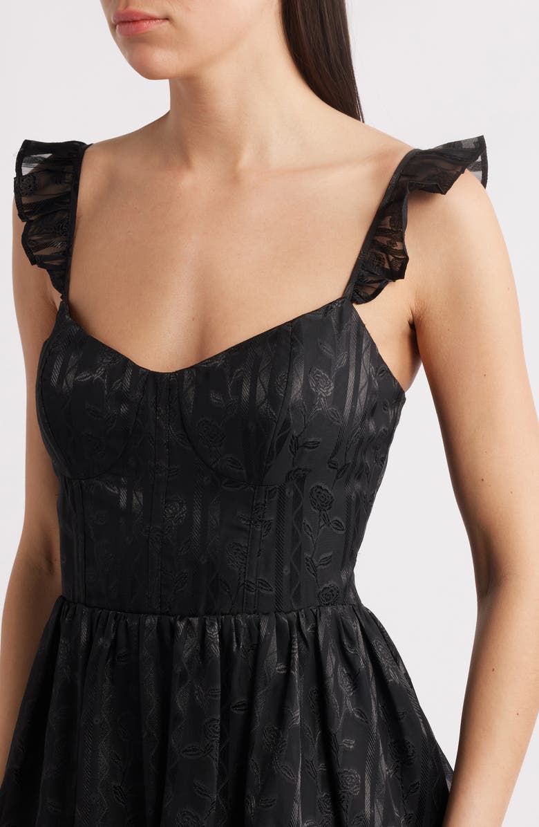 Lulus Magnolia Tiered Organza Gown, Alternate, color, Black