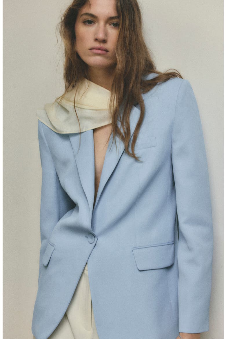Americana One-Button Blazer, Alternate, color, SKY BLUE