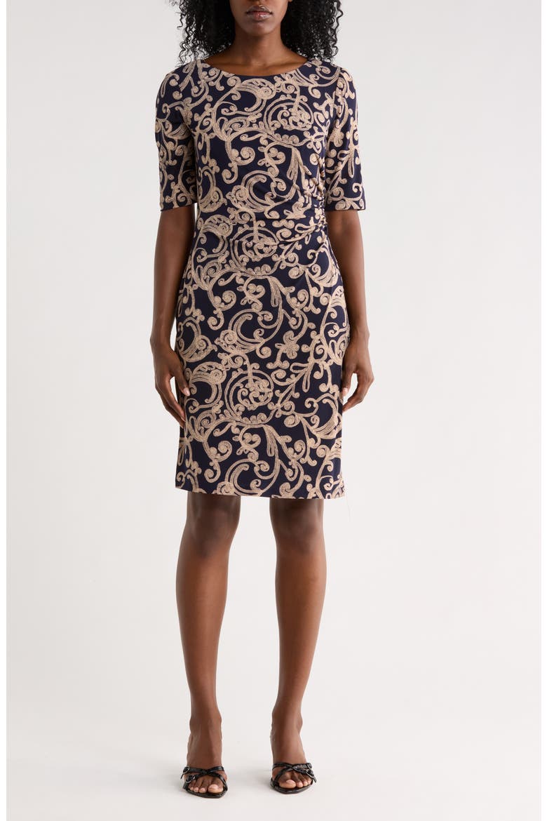 Ruched A-Line Dress, Main, color, INK