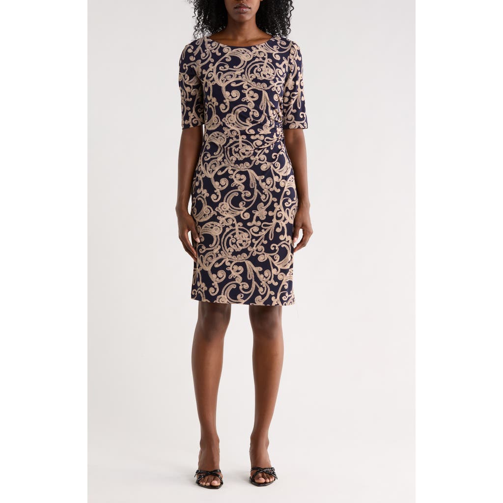 Connected Apparel Ruched A-Line Dress in Ink at Nordstrom Rack, Size 8