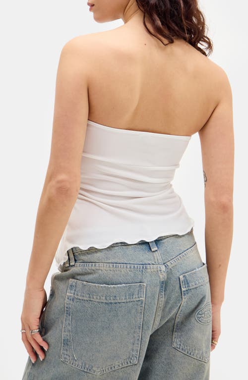 Bdg Urban Outfitters Rem Asymmetric Drawstring Ruched Strapless Top In White