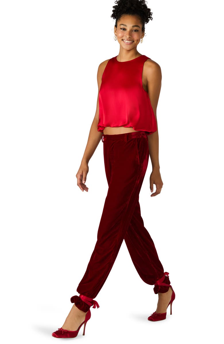 Steve Madden Tonia Velvet Straight Leg Pants, Alternate, color, Red Velvet