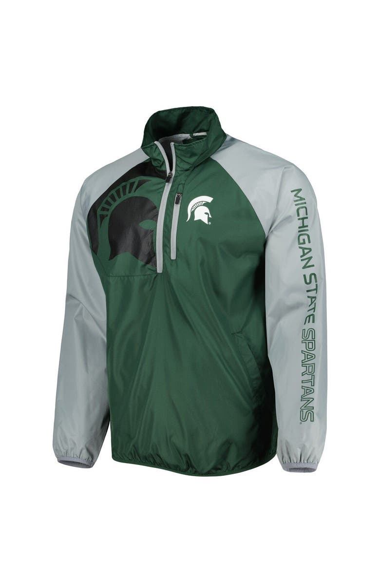 G-III SPORTS BY CARL BANKS Men's G-III Sports by Carl Banks Green/Gray Michigan State Spartans Point Guard Raglan Half-Zip Jacket, Alternate, color, 