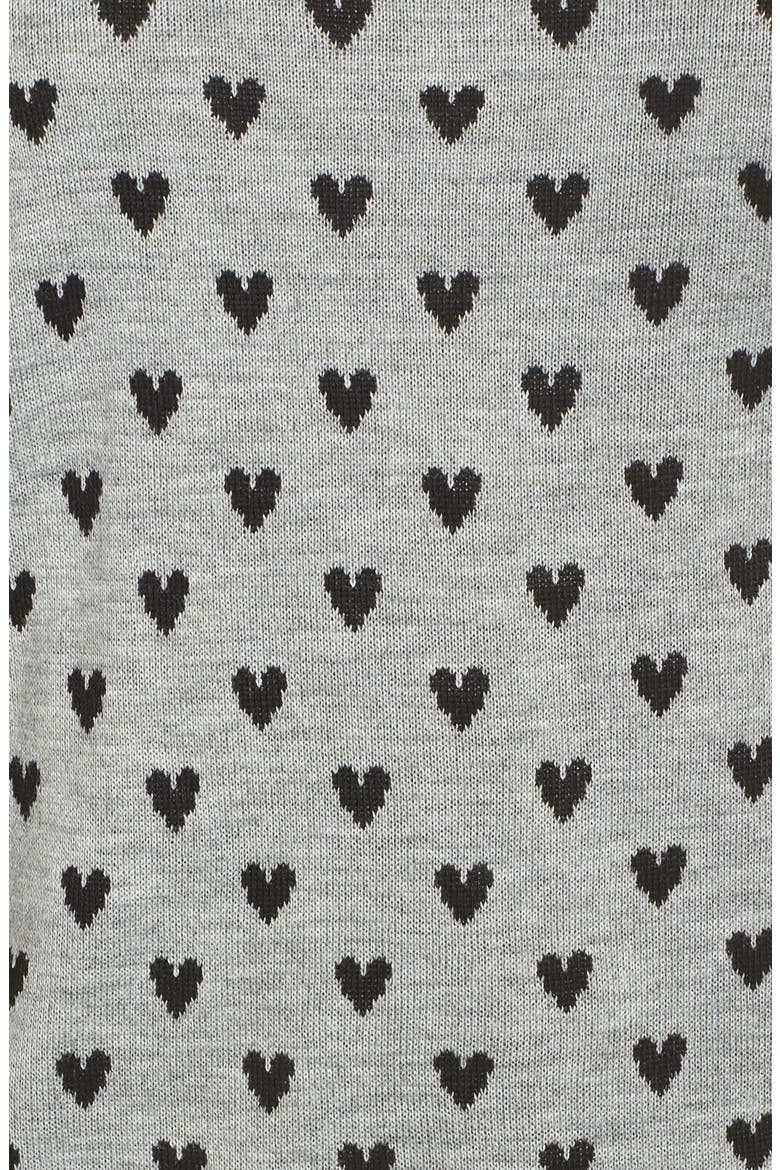 Button Back Heart Sweater, Alternate, color, GREY/ BLACK