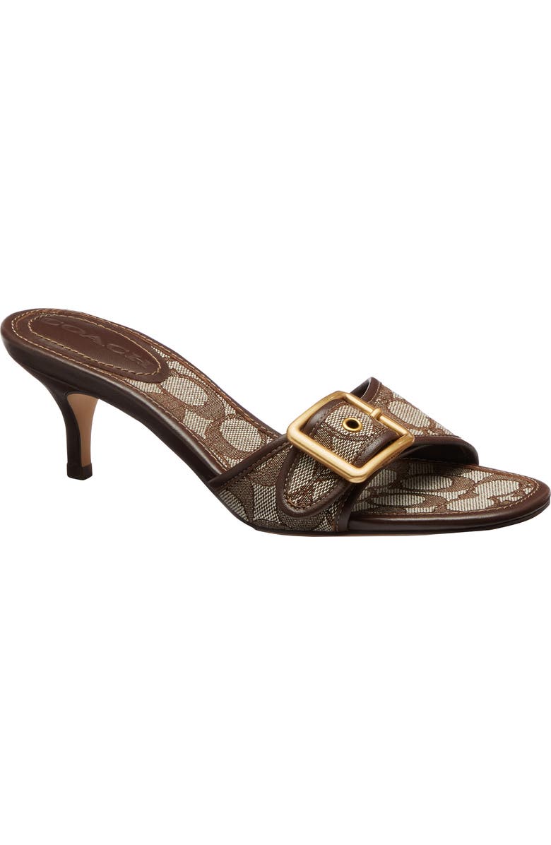 COACH Margot Signature Jacquard Slide Sandal, Main, color, Oak/ Maple