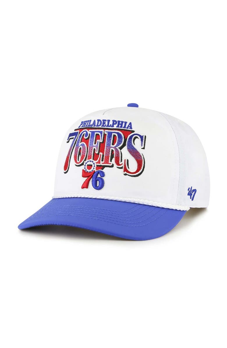 '47 Men's '47 White/Royal Philadelphia 76ers Tribute Two-Tone Hitch Adjustable Hat, Main, color, White