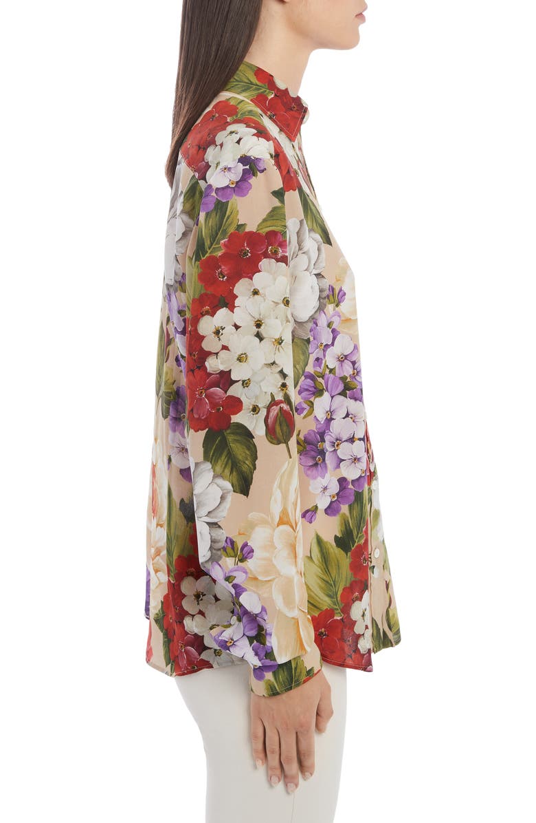 Dolce&Gabbana Floral Silk Crepe Shirt, Alternate, color,